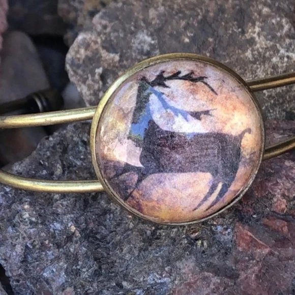 Deer Brass Petroglyph bracelet - Picture 1 of 3